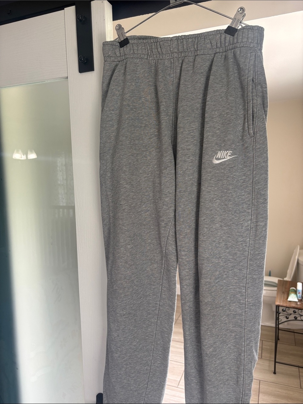Nike Kids Heather Grey Fleece Joggers with White Logo